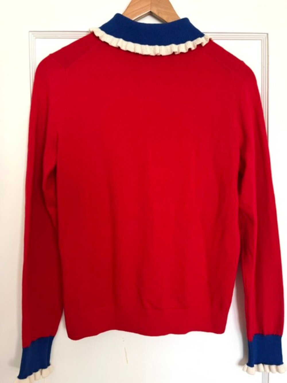 NWT Boden Scarlet Colourblock Frill Sweater | Size Medium - Picture 4 of 11